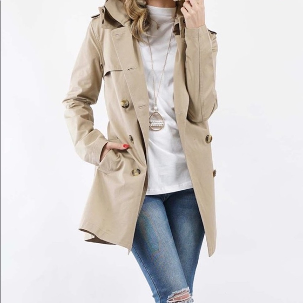 Light Dark khaki hooded coat